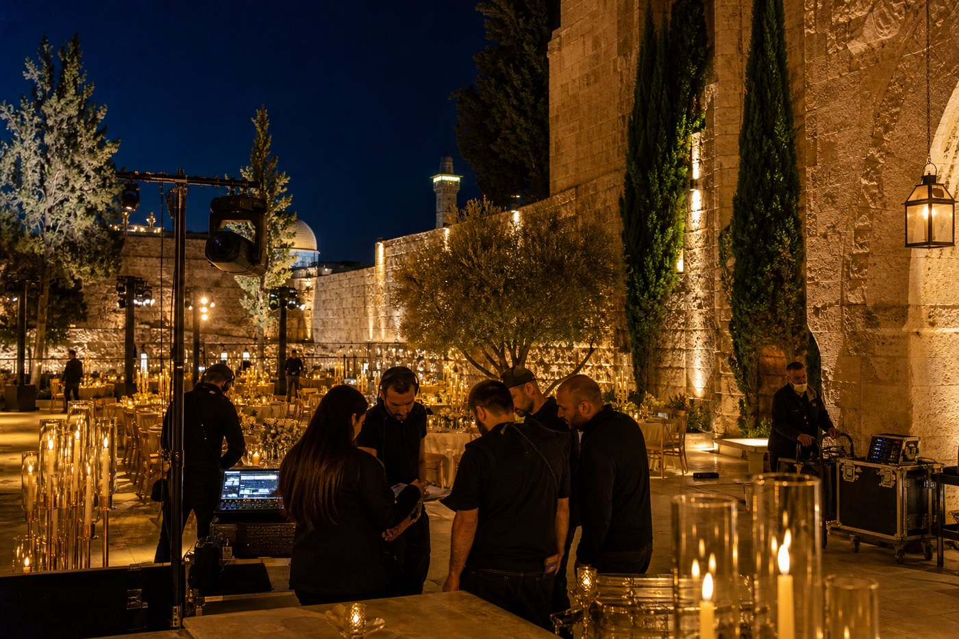 Events Jerusalem production team coordinating an evening gala