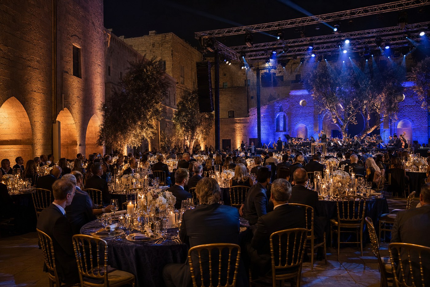 Corporate gala in Jerusalem courtyard